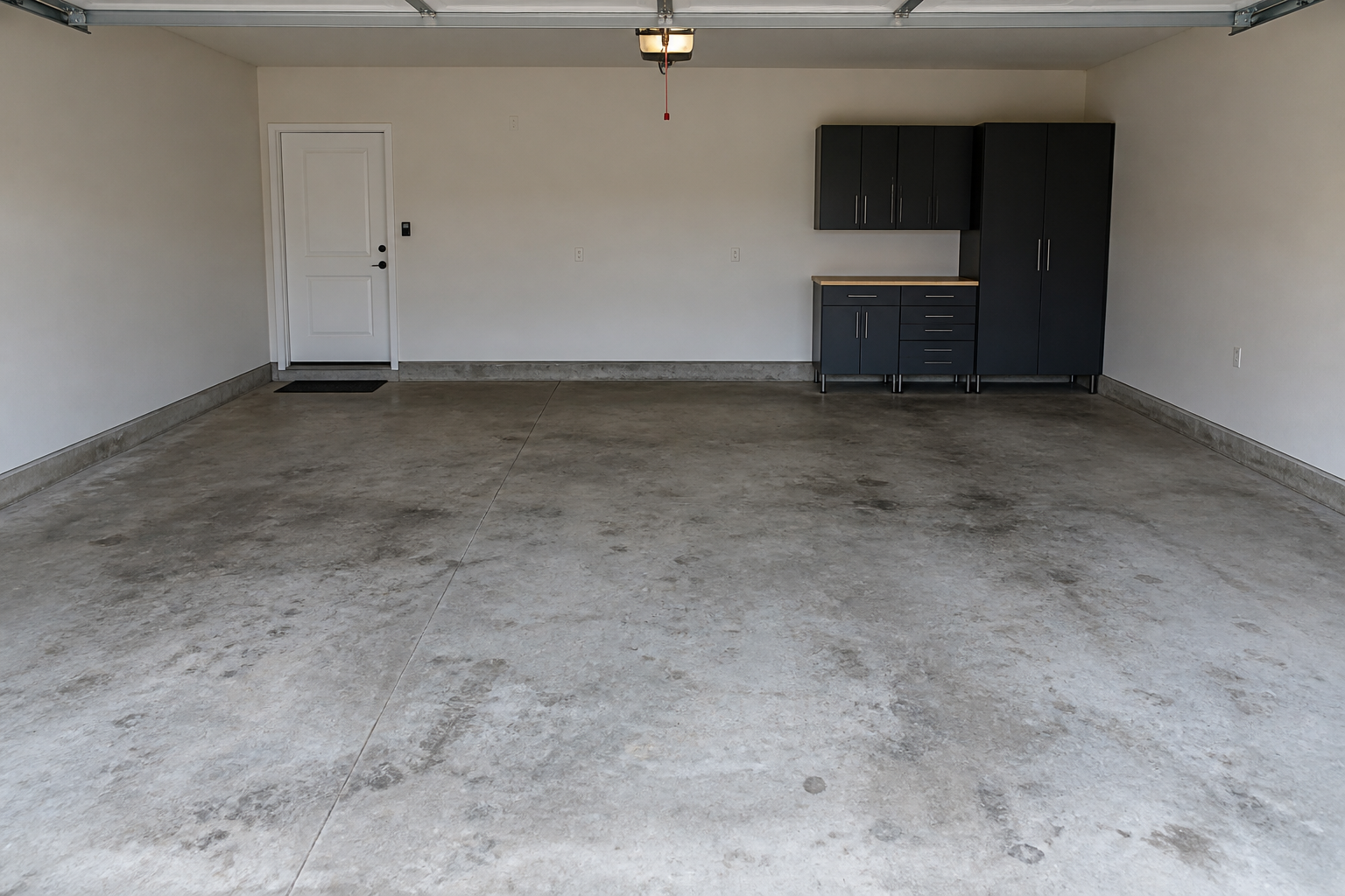 Generated garage concept with worn bare concrete before a floor finish